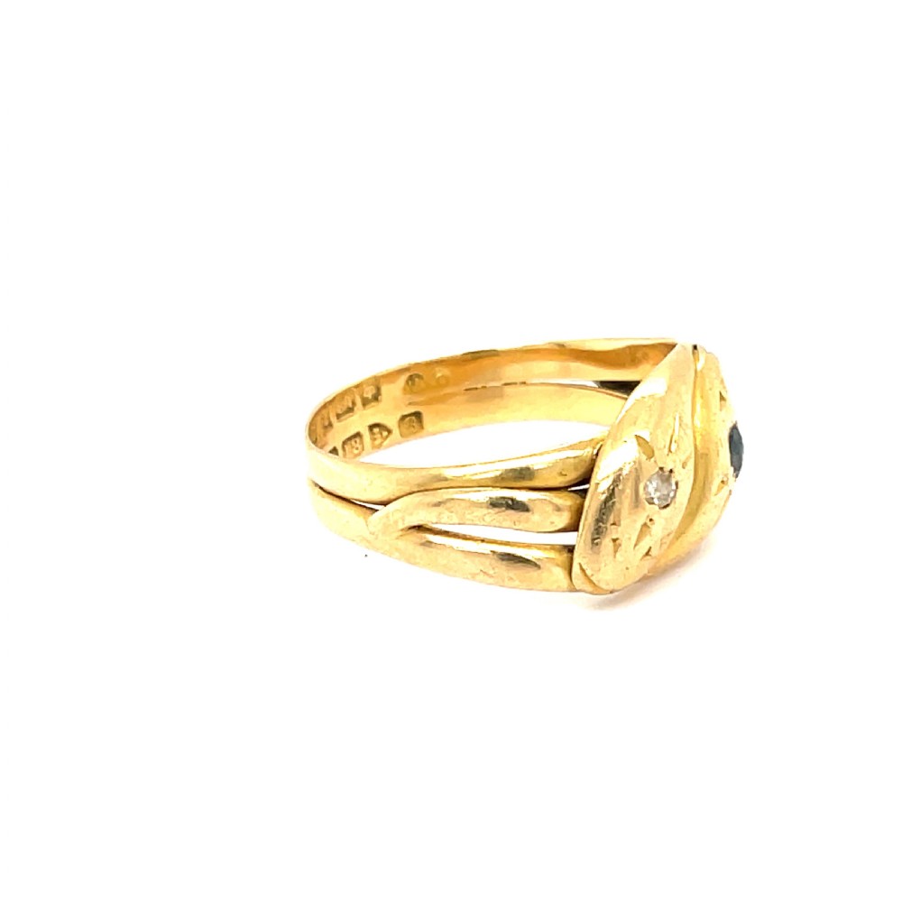 Victorian Sapphire and Diamond 18ct Gold Snake Ring View III