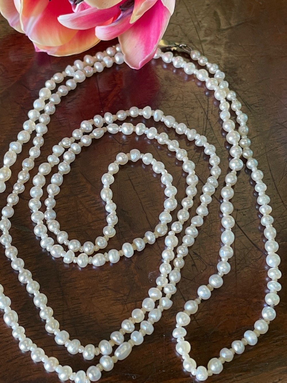 Opera Length Certified Natural Saltwater Pearl Necklace 