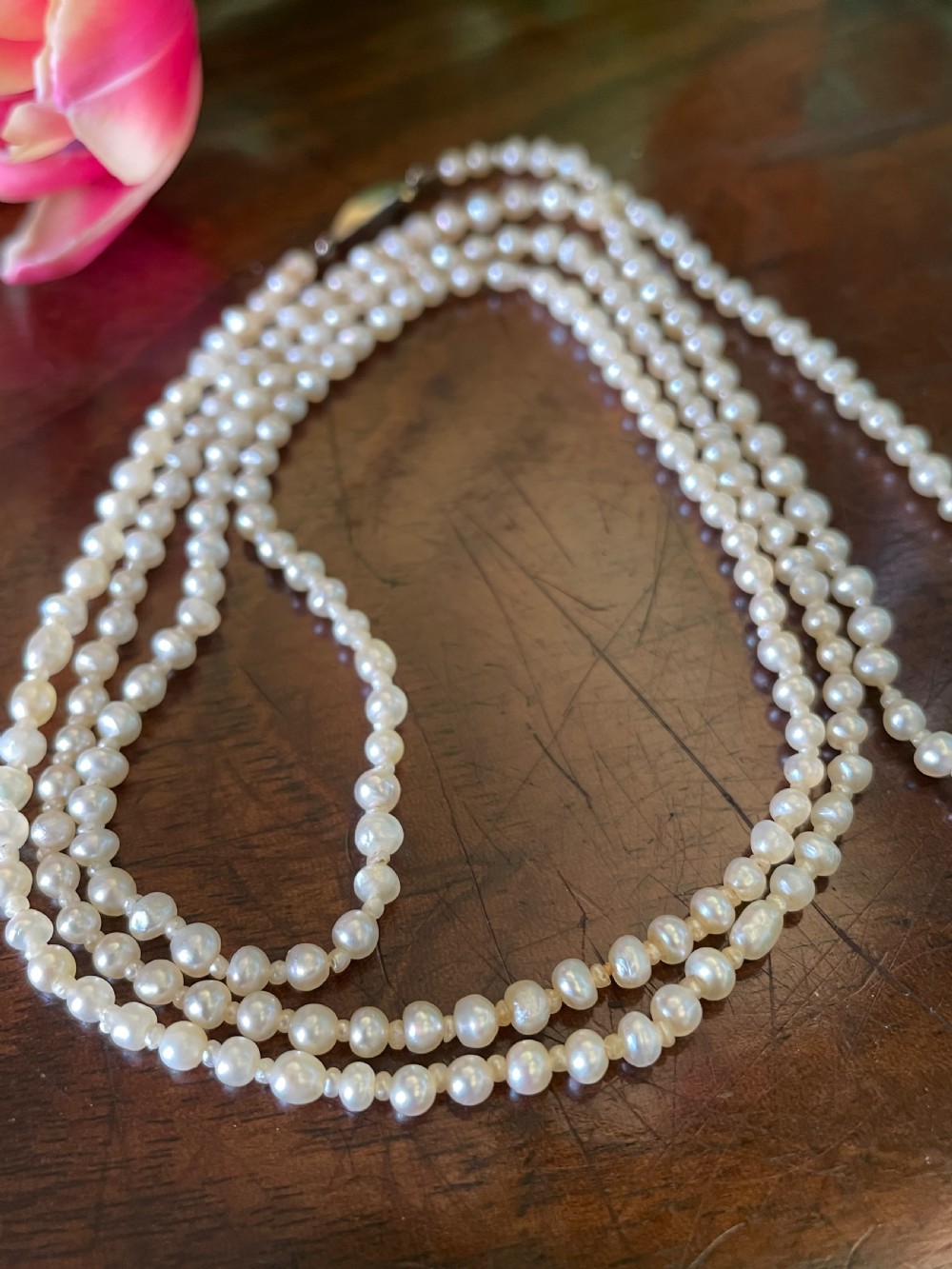 Opera Length Certified Natural Saltwater Pearl Necklace  View III