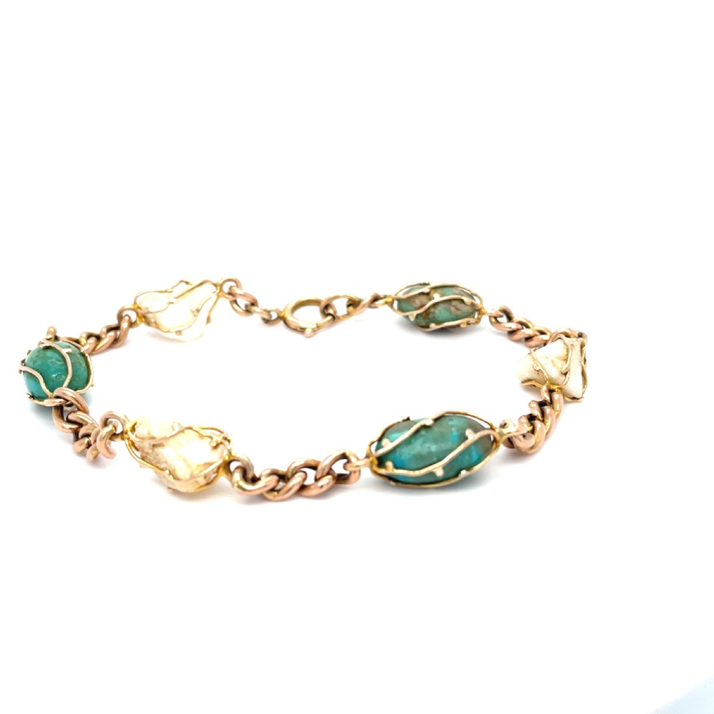 Edwardian Pearl and Turquoise Bracelet