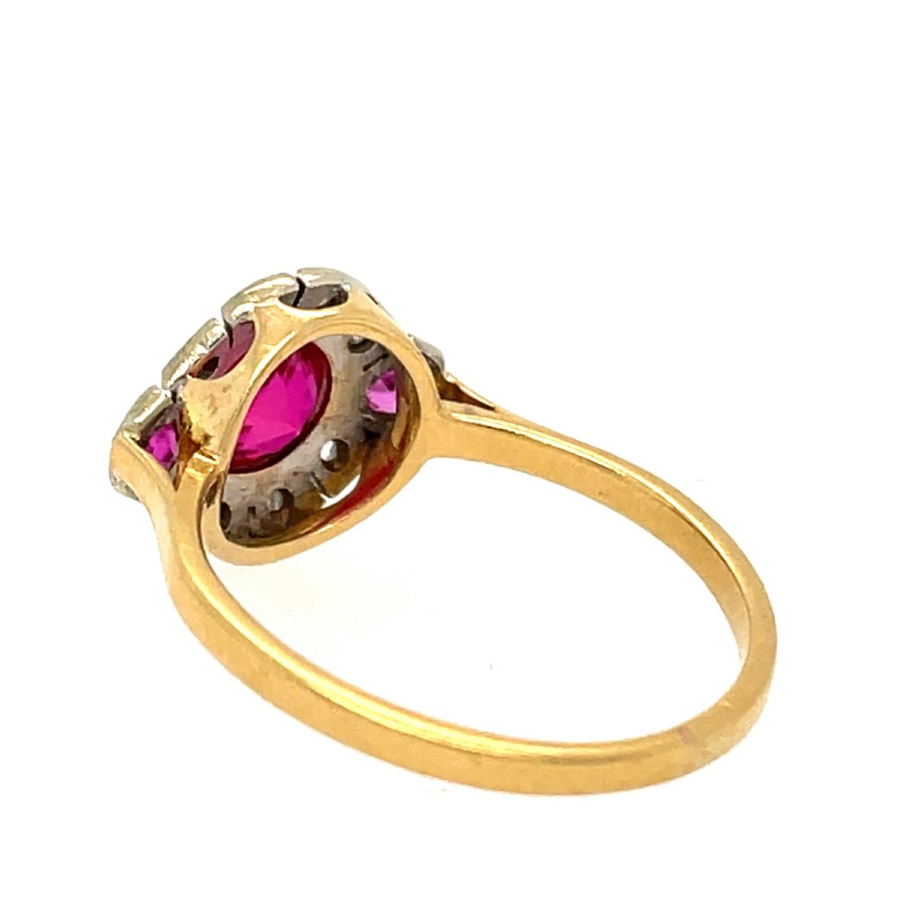Art Deco Diamond & Synthetic Sapphire 15ct Gold Ring View II