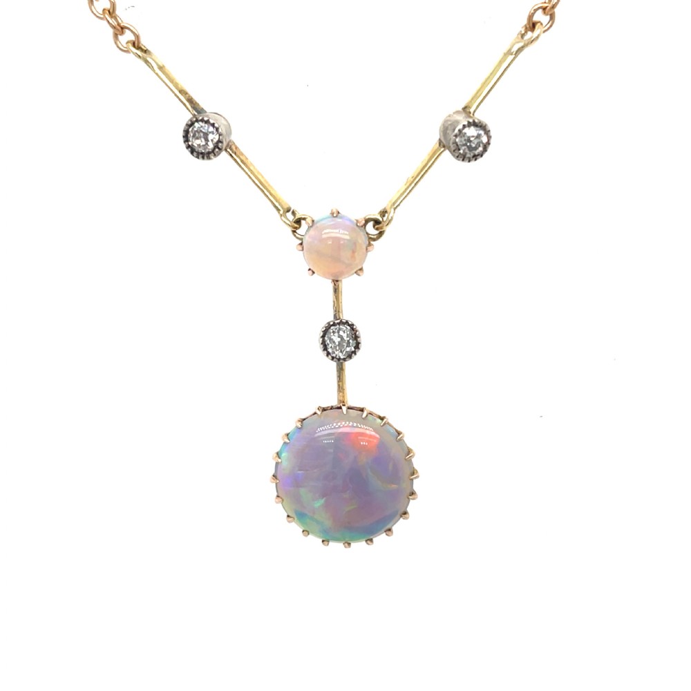 Opal and Diamond Edwardian Pendant View II