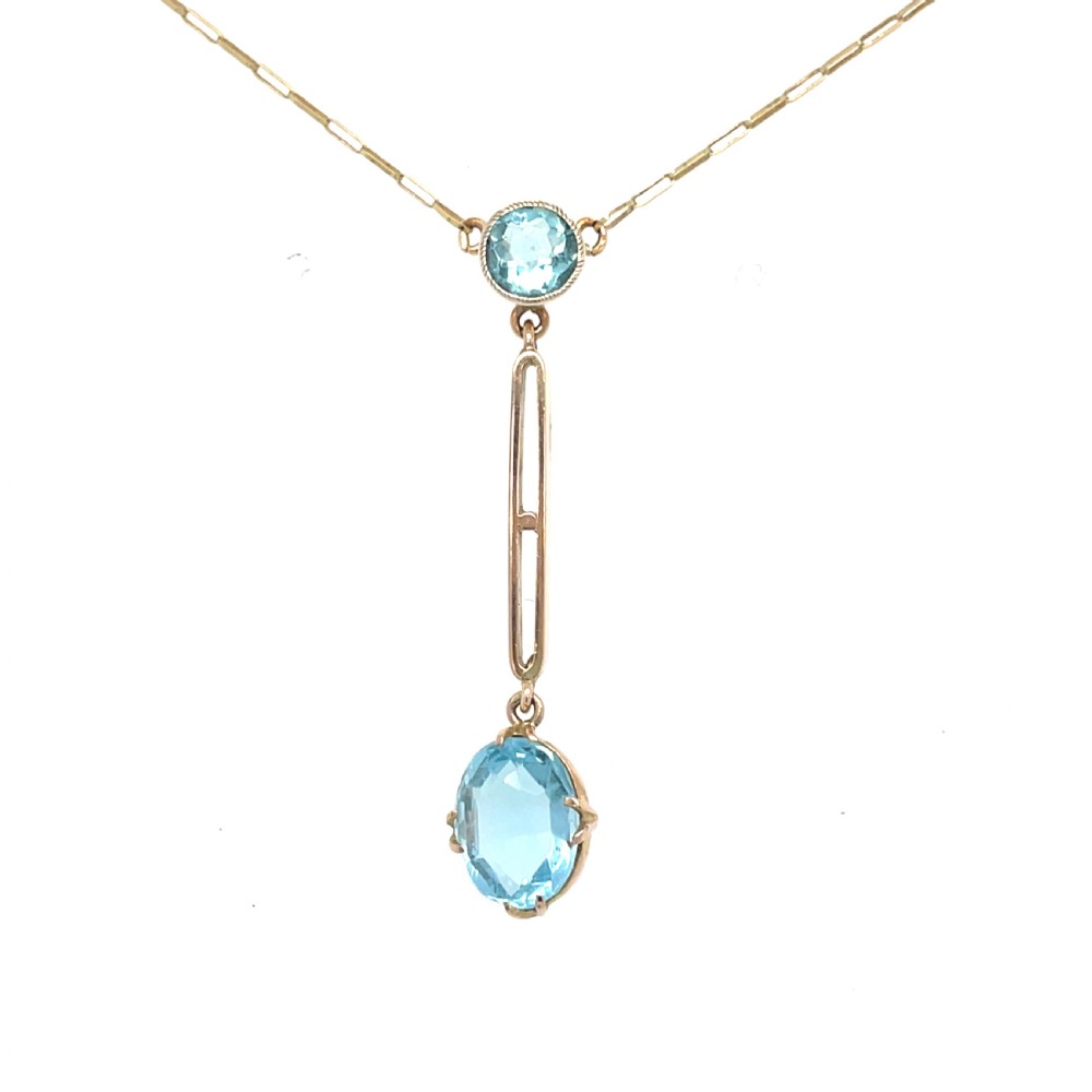 Edwardian 9ct Gold Aquamarine Pendant