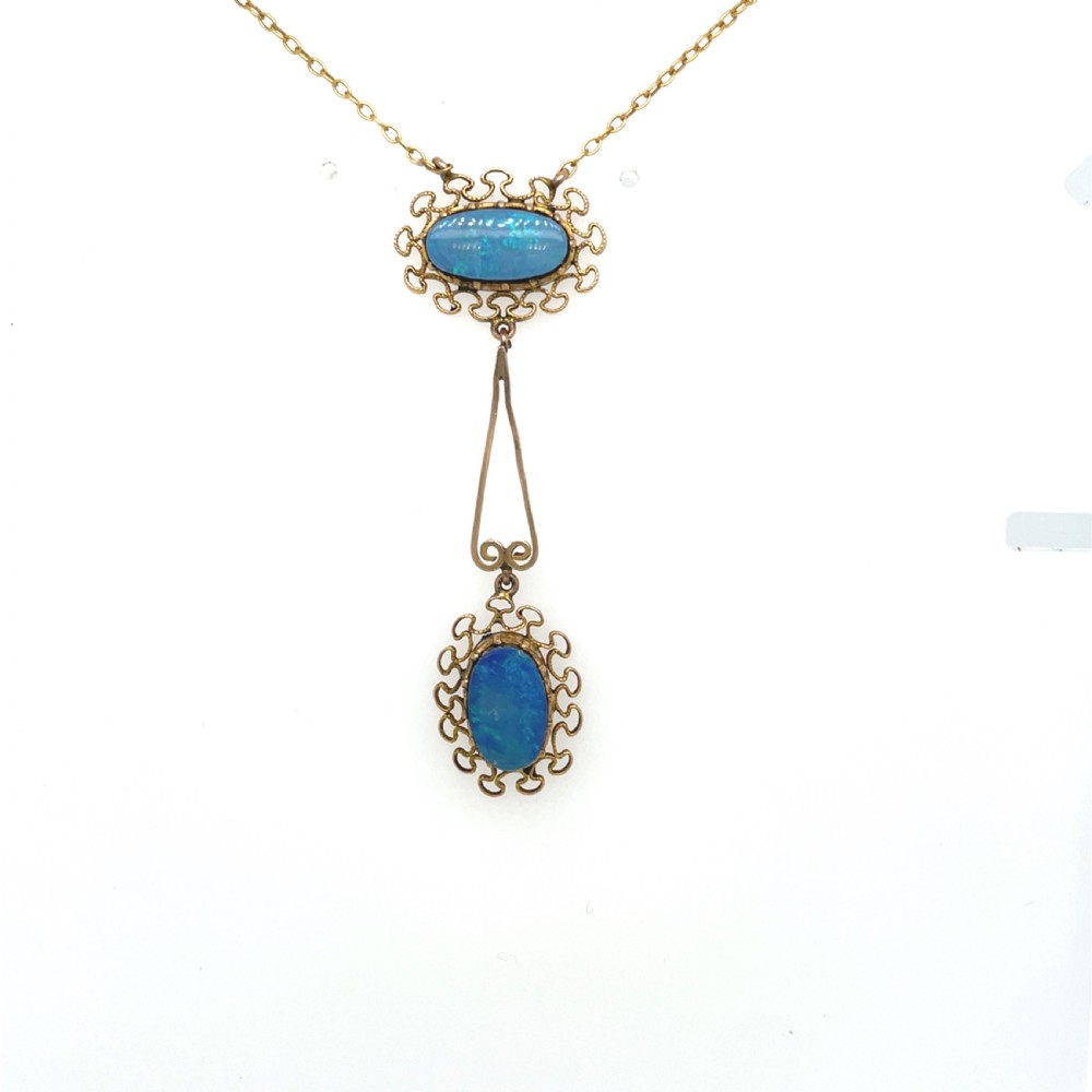 Edwardian 9ct Gold Opal Pendant