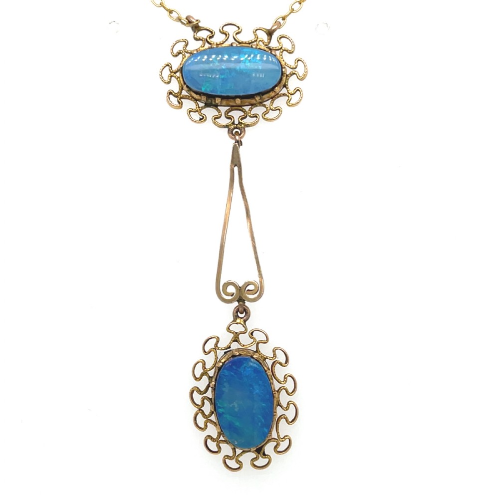 Edwardian 9ct Gold Opal Pendant View II
