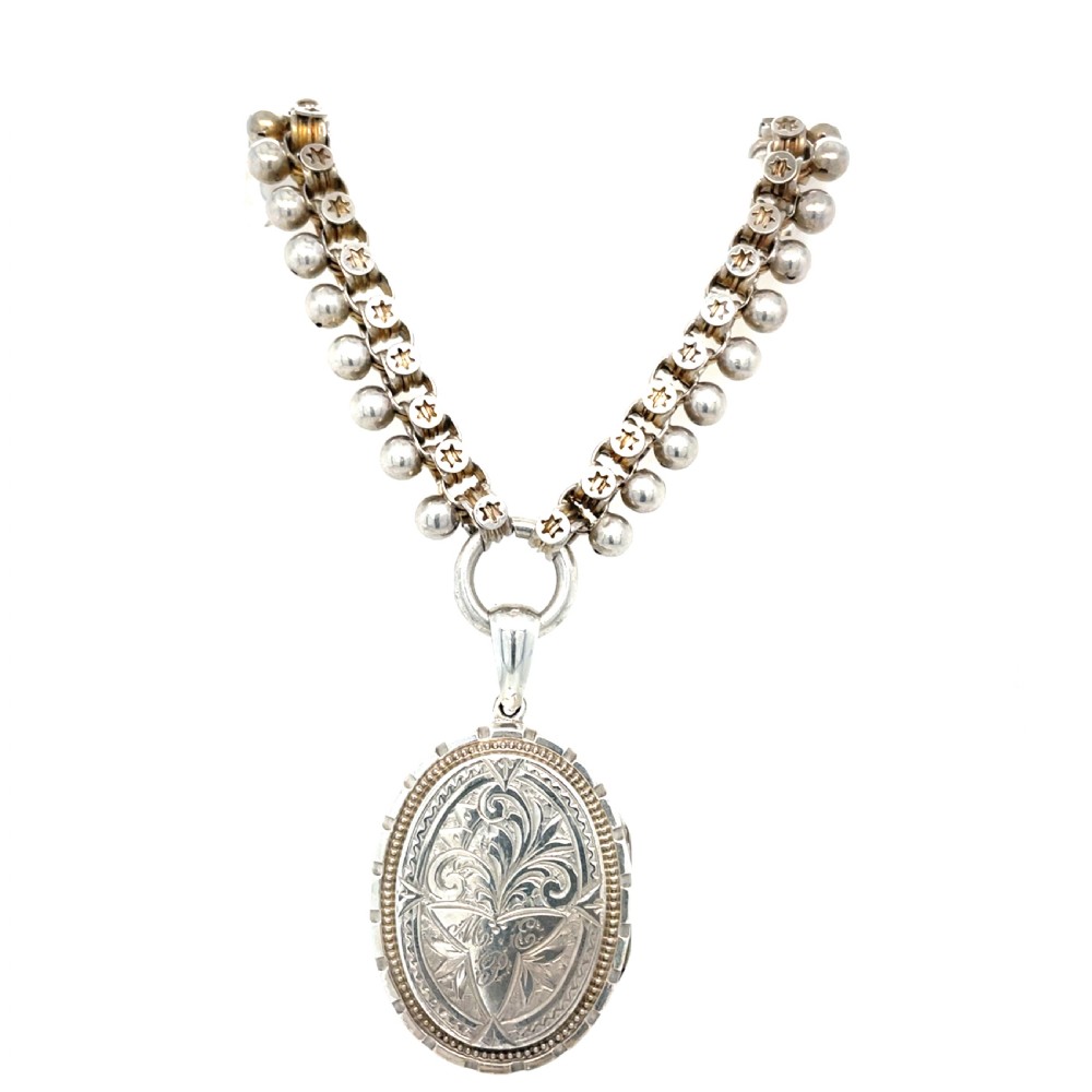 Antique Silver Book Chain With Locket View III