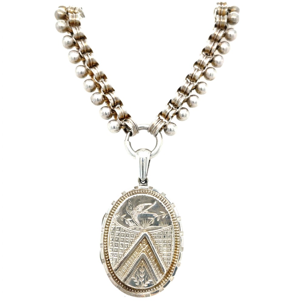 Antique Silver Book Chain With Locket View IV