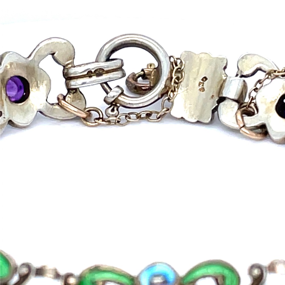 Antique Early 20th Century Swedish Enamel and Amethyst Bracelet  View III