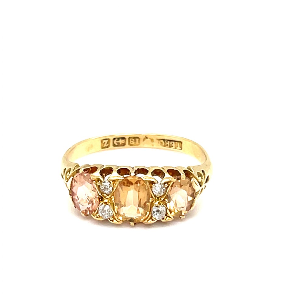 Victorian Imperial Topaz and Diamond Ring
