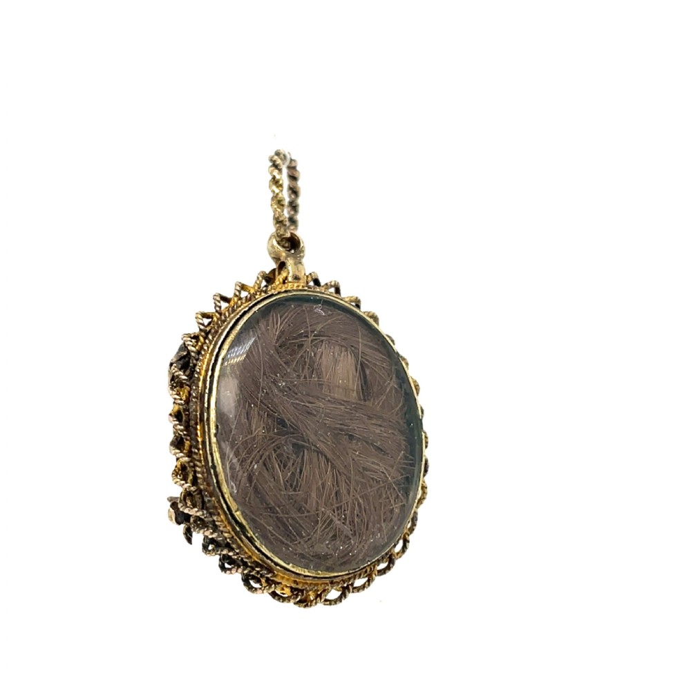 Victorian Garnet and Pearl Memorial Glazed Locket View II
