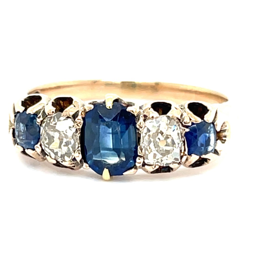 Edwardian Sapphire and Diamond 15ct God Ring