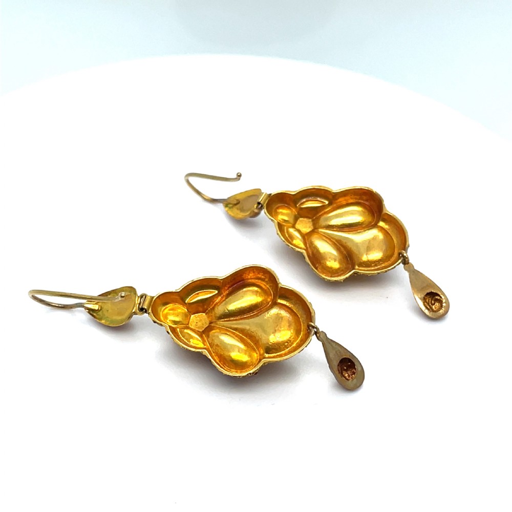 Victorian Garnet Etruscan Revival Earrings View IV