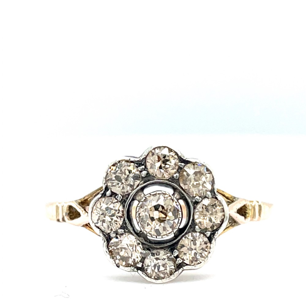 Edwardian Diamond Cluster 18ct Gold Ring