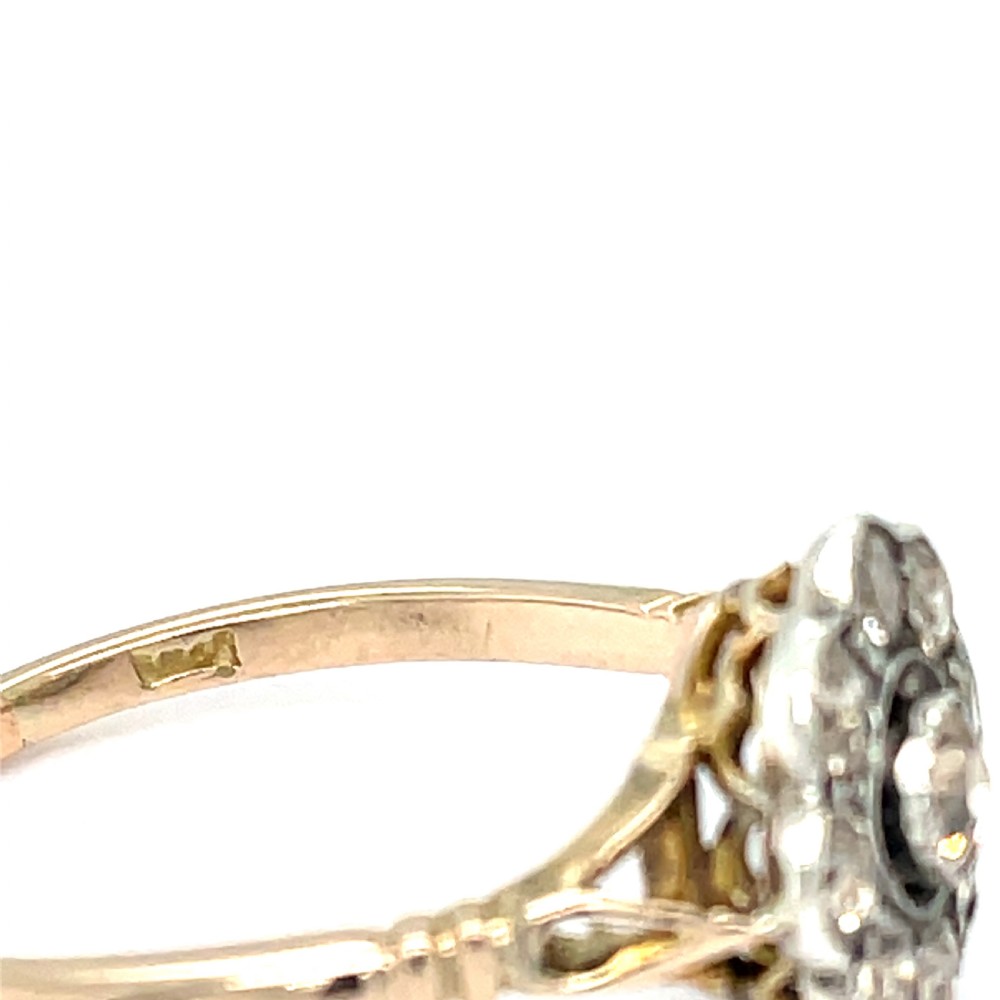 Edwardian Diamond Cluster 18ct Gold Ring View II