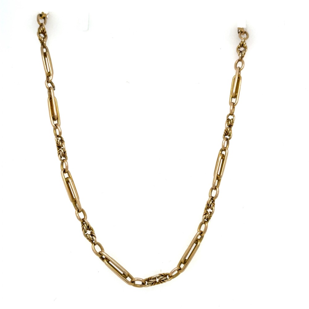 Antique Edwardian Watch Chain Necklace 9ct Gold