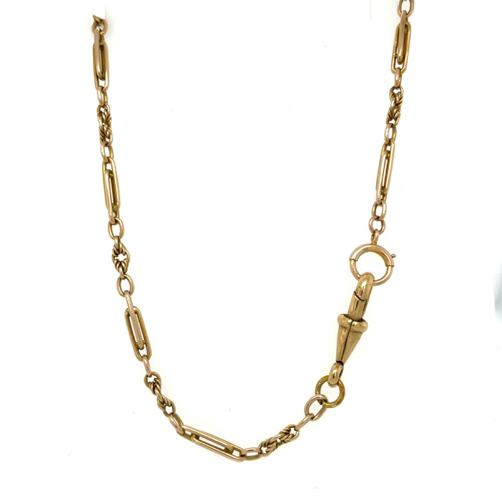 Antique Edwardian Watch Chain Necklace 9ct Gold View II