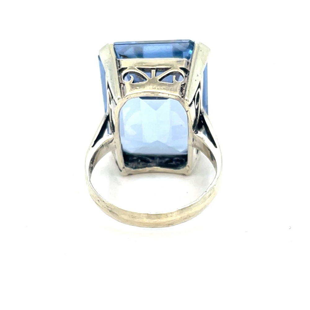 Topaz Art Deco Platinum Cocktail Ring View III