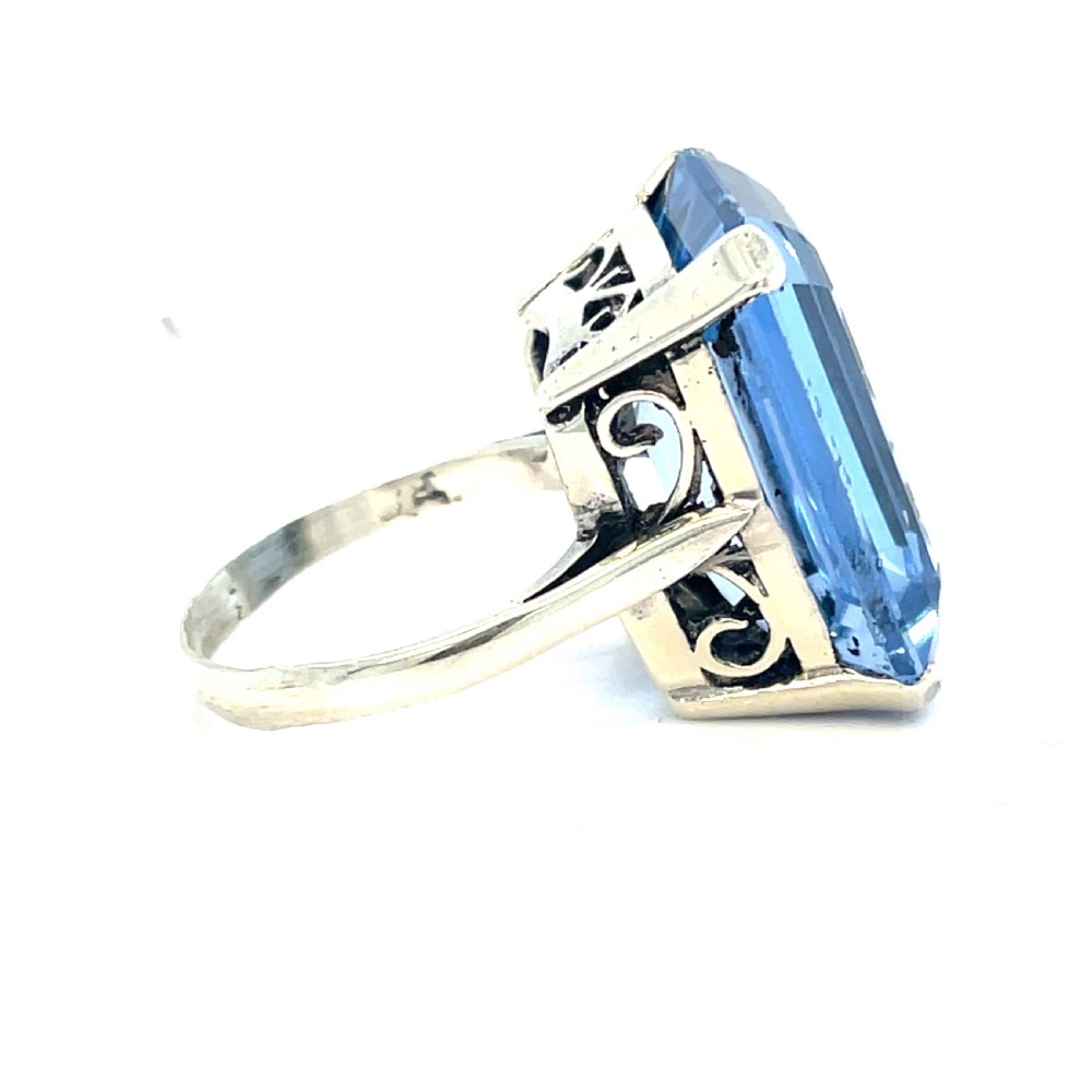 Topaz Art Deco Platinum Cocktail Ring View IV
