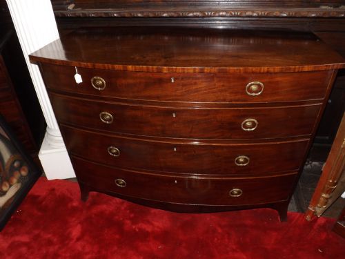 Early C19th Late George III Period Mahogany Bow-front Chest of Drawers