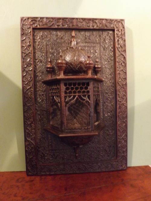 C19th Carved Hardwood Indian Panel