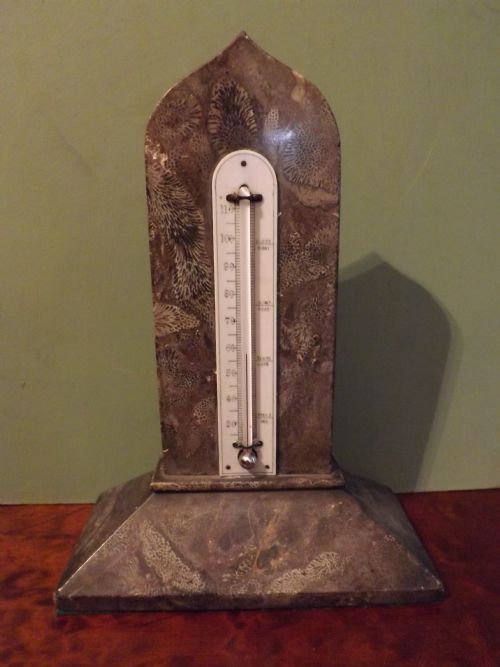 C19th Fossilised Marble Desk-top Thermometer