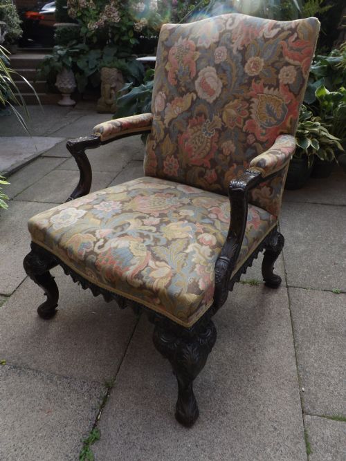 C19th George II Style Carved Mahogany 'Gainsborough' Armchair.