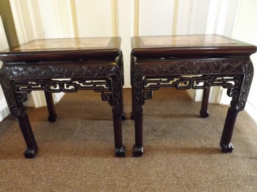 Pair Late C19th/early C20th Chinese Hardwood Stands.