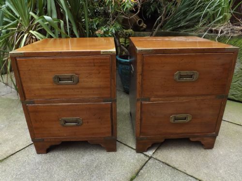 Pair Early C20th Mahogany Brass-bound Military Campaign-style Bedside Chests.
