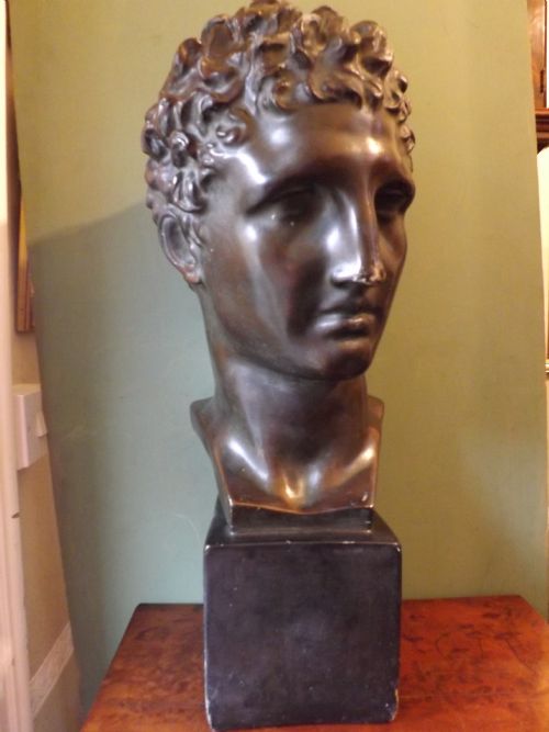 Late C19th/early C20th Bronzed Plaster Library Bust.