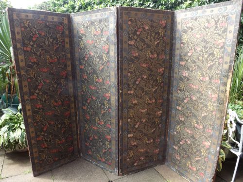 Late C19th 'Arts and Crafts' Movement 4-Fold Screen/room-divider.
