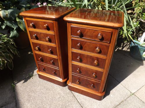Pair of C19th Victorian Period Bedside Chests-of-drawers.