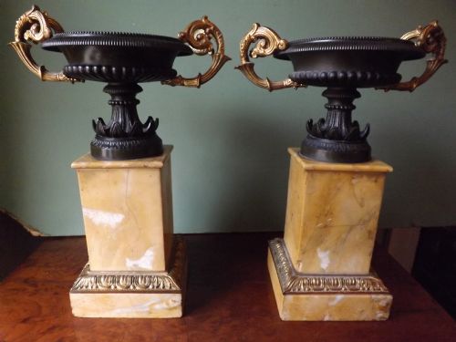 Pair of C19th French Empire-style Bronze Tazzas.