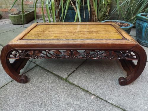 Late C19th Chinese Qing Dynasty Carved Hardwood Scroll-ended 'Kang'/'opium' Table