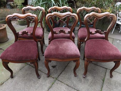 Set of 6 Mid-victorian Period Mahogany Dining Chairs