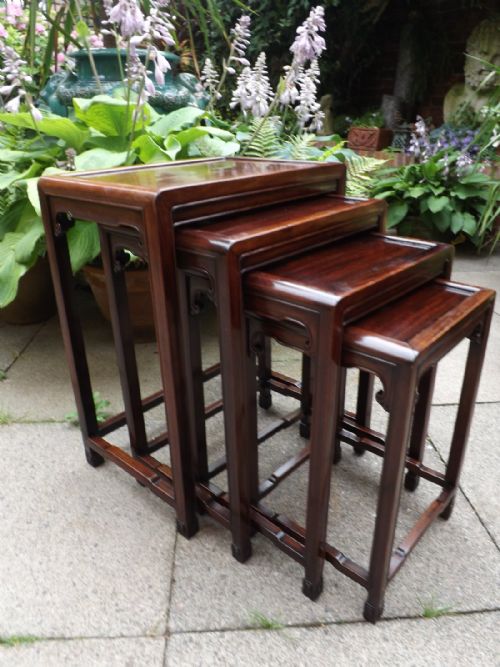 Late C19th Chinese Qing Dynasty Quartetto of Graduating Hardwood Tables.