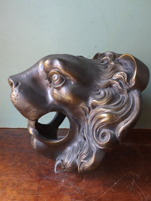 Late C19th French or Italian Bronze Lion-mask Wall-mount.