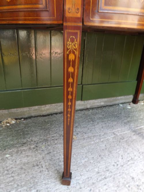LATE C18TH GEORGE III PERIOD MAHOGANY DEMILUNE SIDE OR PIER TABLE WITH PROFUSE NEOCLASSICAL STYLE INLAY - ADDITIONAL PHOTO 7