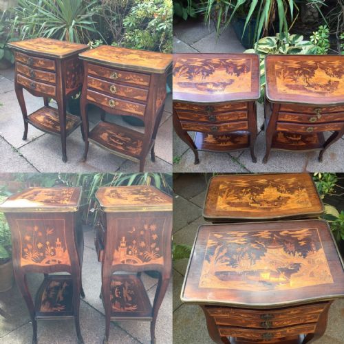 fig 1. Pair of late C19th French rosewood 'petite commodes' or 'tables en chiffoniere' with