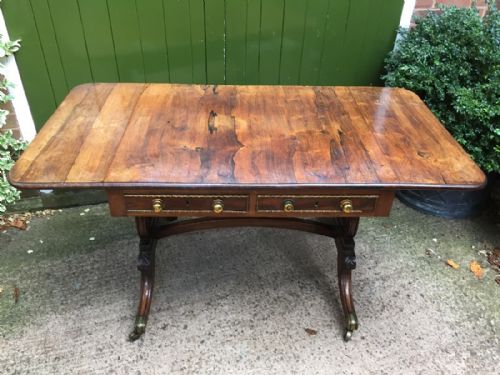 fig 1. Fine early C19th Regency period ormolu-mounted rosewood sofa table in 'as found' , 'country-house' condition , attributed to Gillows.