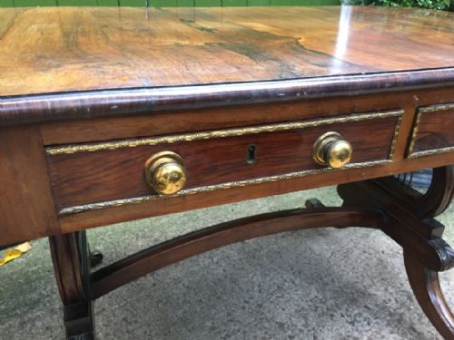 fig 2. Fine early C19th Regency period ormolu-mounted rosewood sofa table in 'as found' , 'country-house' condition , attributed to Gillows.