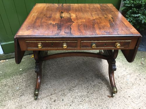 Fine Early C19th Regency Period Ormolu-mounted Rosewood Sofa Table in 'As Found' , 'Country-house' Condition , Attributed to Gillows.