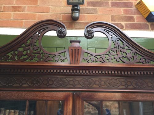 fig 2. Late C19th mahogany glazed Chippendale revival double bookcase.