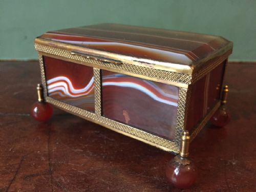 Late C19th /Early C20th Austro-hungarian Brass-framed Agate Casket .
