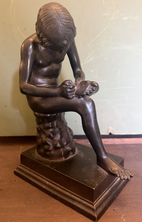 Late C19th Italian Bronze ‘Grand Tour’ Souvenir Reduction Study Sculpture of “Lo Spinario”.