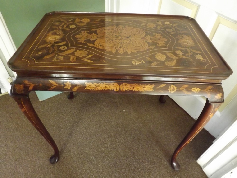 C18th Dutch marquetry-inlaid mahogany 'silver' table