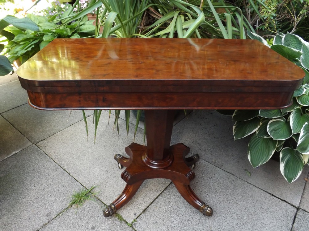 C19th George IV period mahogany fold-over top tea-table.