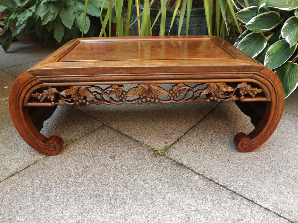 C19th late Qing Dynasty period Chinese carved hardwood 'opium' or 'kang' table.
