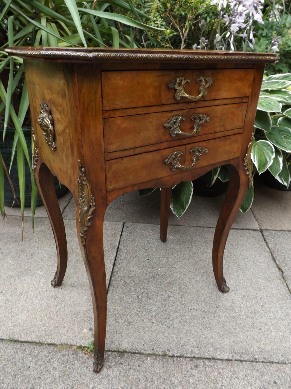 Late C19th French ormolu-mounted walnut occasional table. 