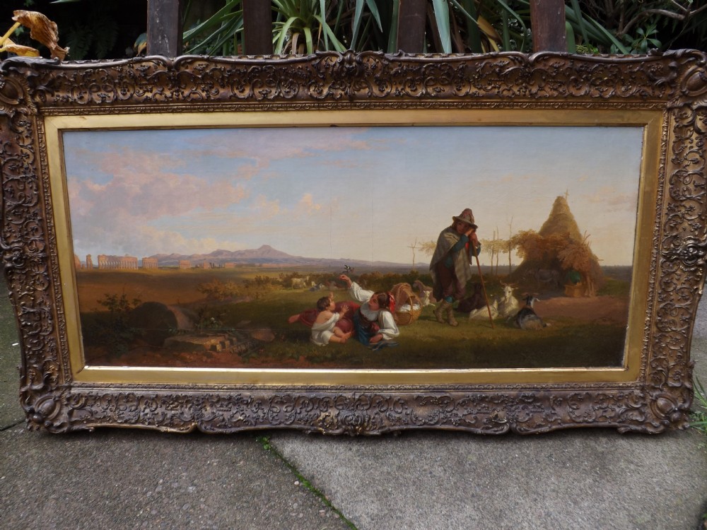 C19th oil-on-canvas painting of Italian landscape scene by Penry Williams .