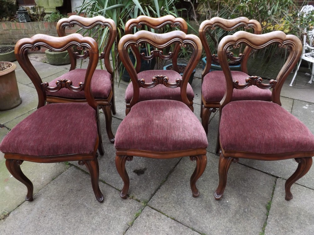 Set of 6 mid-Victorian period mahogany dining chairs